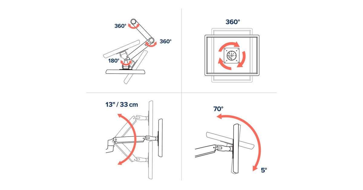 Ergotron LX Monitor Arm mit hoher Säule, Monitorhalterung(schwarz)