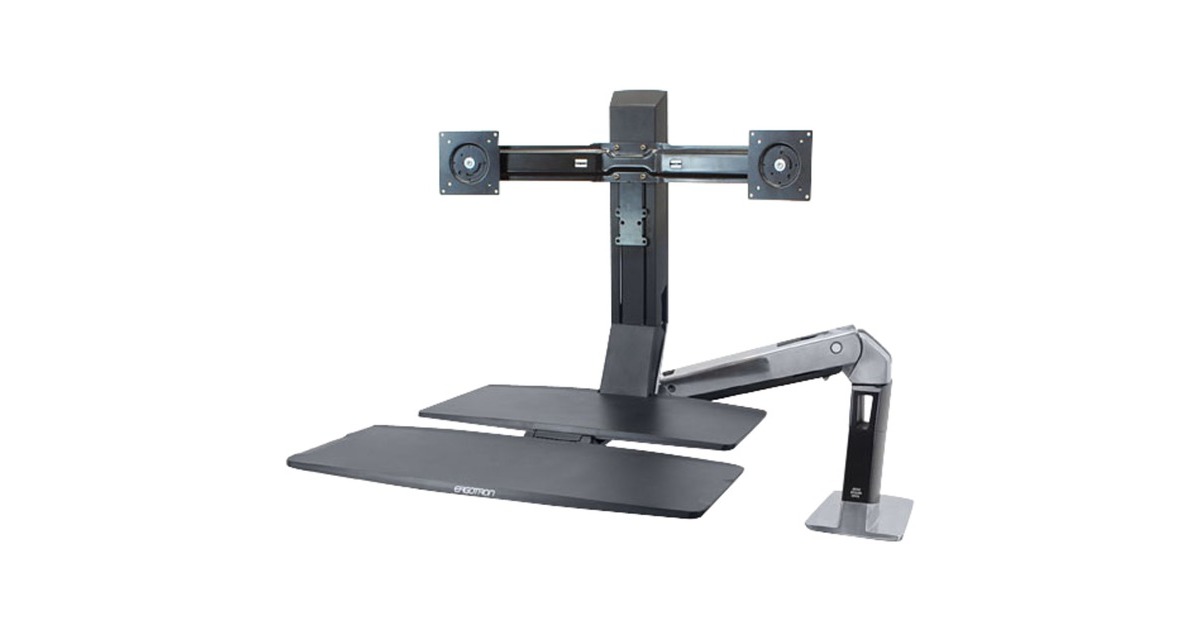 Ergotron WorkFit-A Dual mit Arbeitsfläche, Monitorhalterung