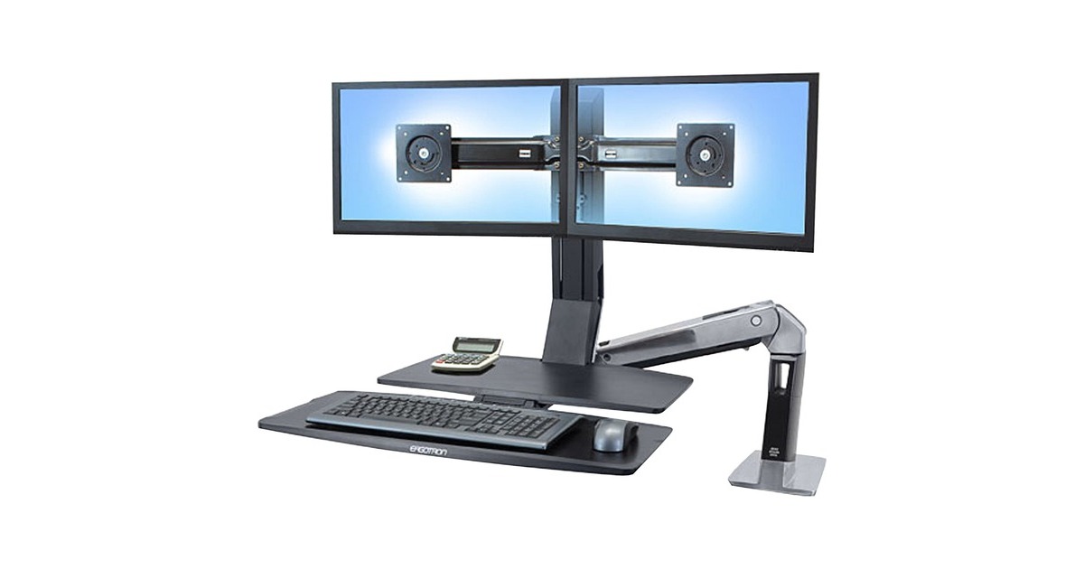 Ergotron WorkFit-A Dual mit Arbeitsfläche, Monitorhalterung