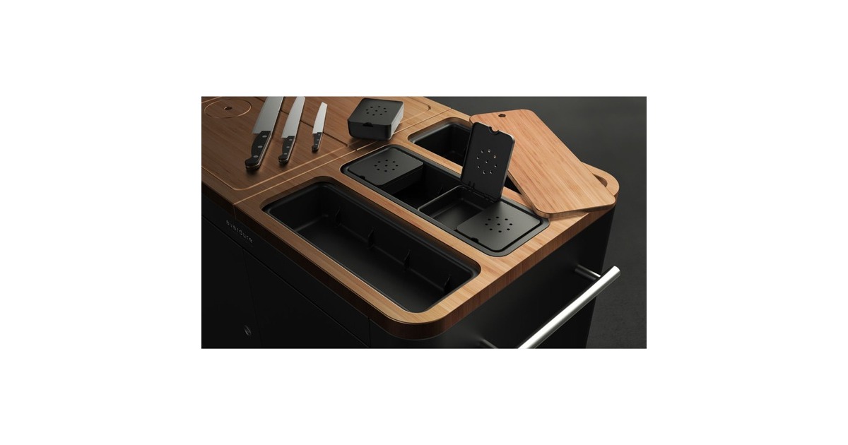Everdure Mobile Outdoor Küche Black HBPKB, Schrank(schwarz (matt), Arbeitsfläche aus Akazienholz)