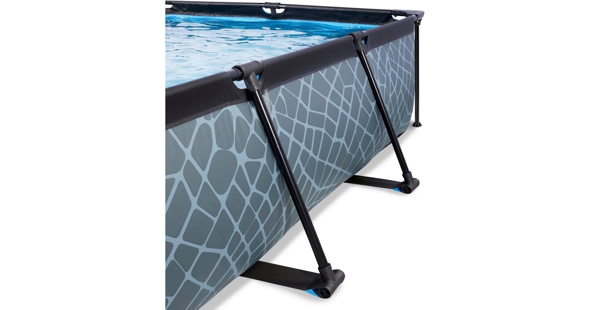 Exit Toys Stone Pool, Frame Pool 300x200x65cm, Schwimmbad(grau, mit Filterpumpe)