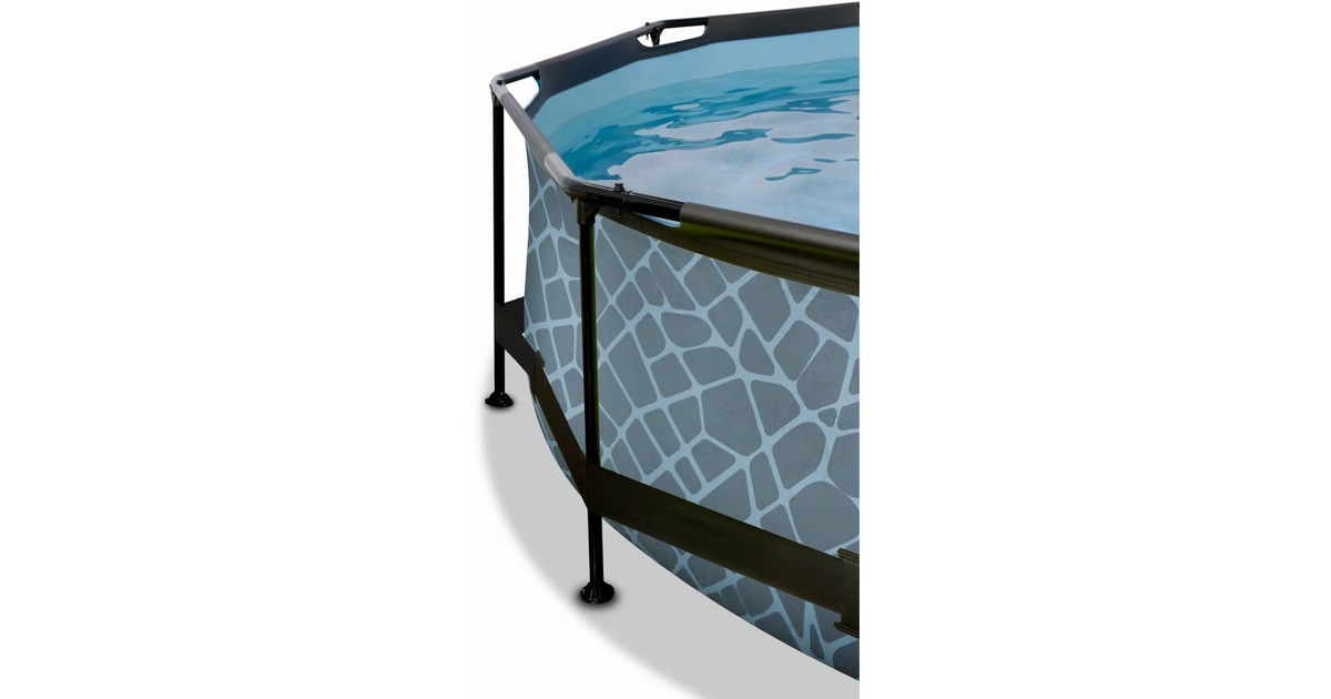 Exit Toys Stone Pool, Frame Pool Ø 300x76cm, Schwimmbad(grau, mit Filterpumpe)