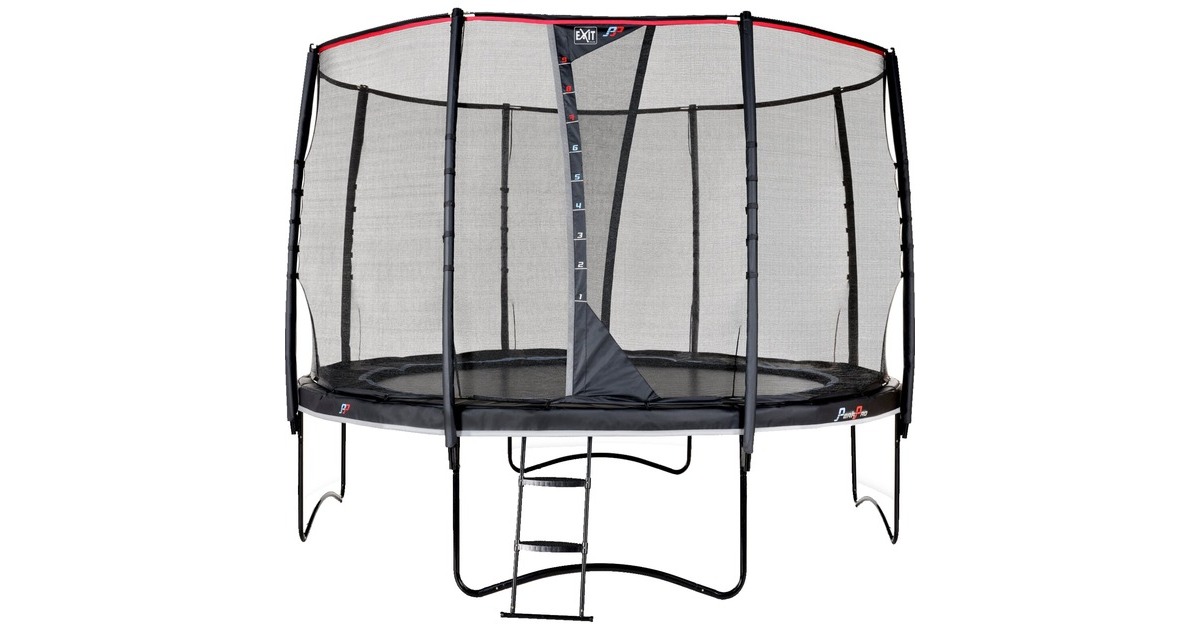 Exit Toys Trampolin PeakPro, Fitnessgerät(schwarz, rund, 305 cm Durchmesser, inkl. Sicherheitsnetz und Leiter)