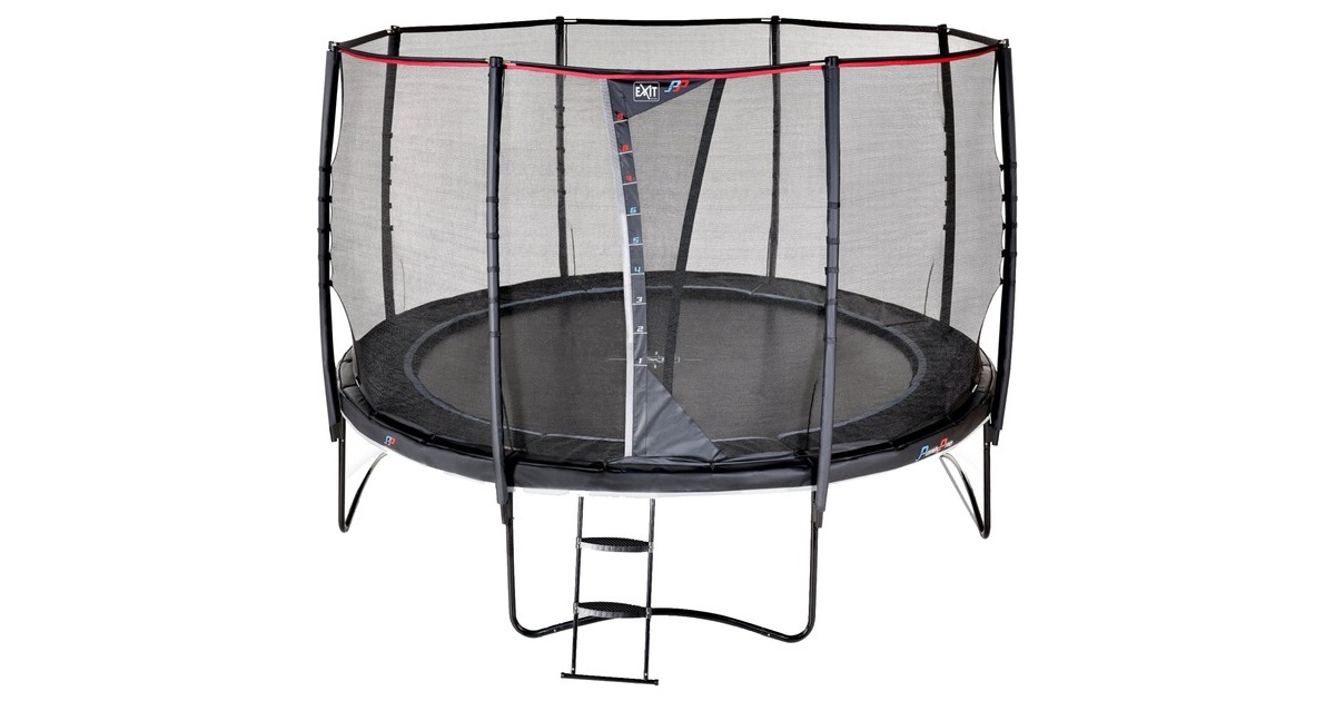 Exit Toys Trampolin PeakPro, Fitnessgerät(schwarz, rund, 366 cm Durchmesser, inkl. Sicherheitsnetz und Leiter)