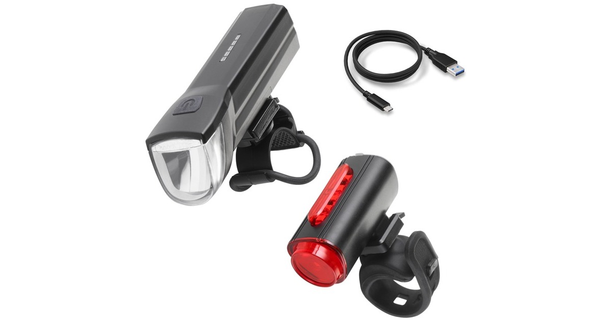 FISCHER Fahrrad Akku Leuchten-Set 30 Lux, LED-Leuchte