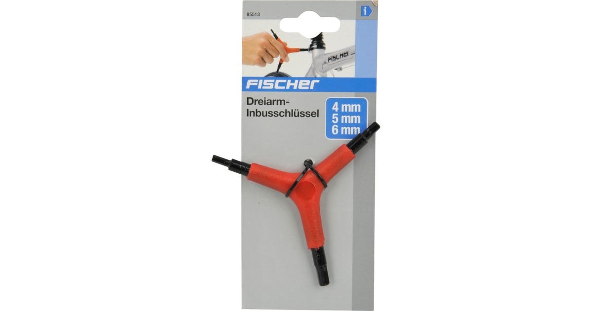 FISCHER Fahrrad Dreiarm-InnenSechskant-Schlüssel, Schraubendreher(4mm/ 5mm/ 6mm)