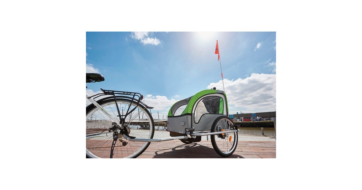 FISCHER Fahrrad Kinder-Fahrradanhänger Komfort(grün/grau)