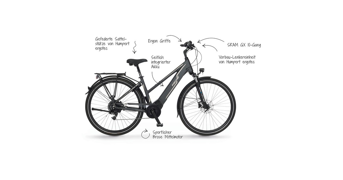FISCHER Fahrrad Viator 5.0i Damen, Pedelec(grau, 44 cm Rahmen, 28