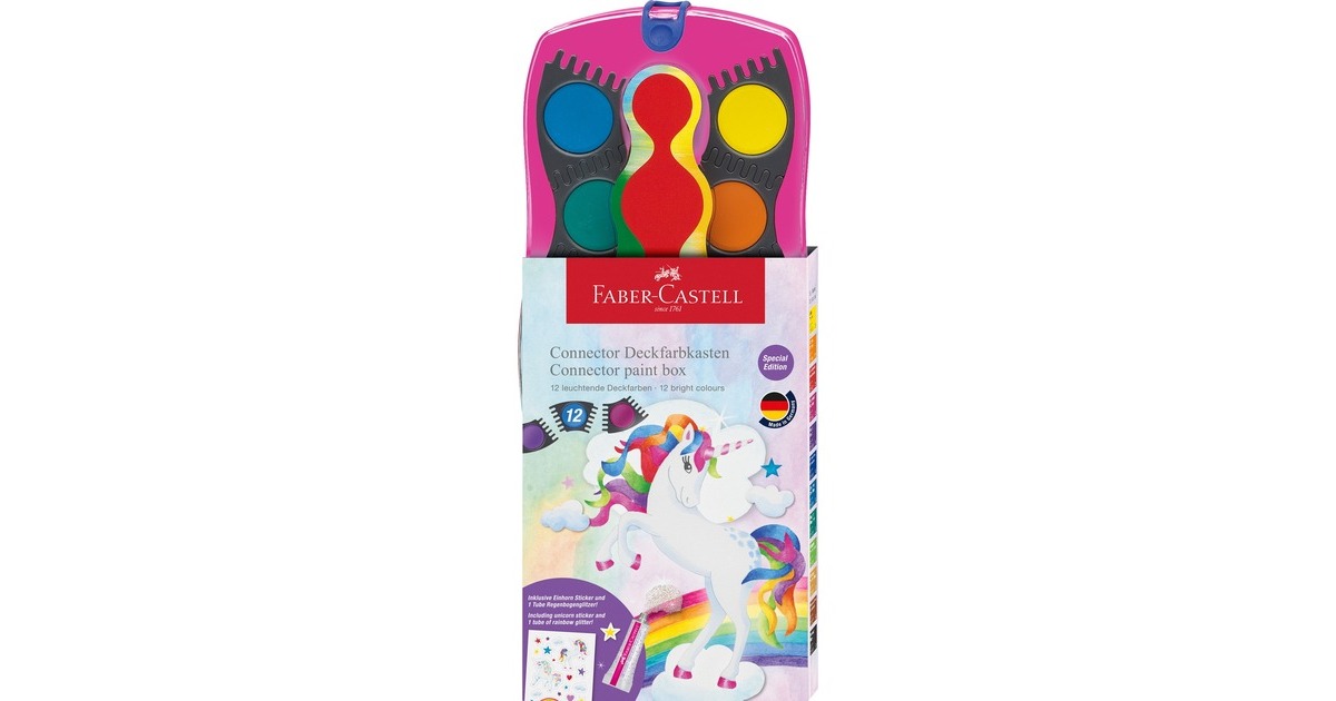 Faber-Castell Farbkasten Connector 12 Farben Einhorn(pink, Einhorn-Edition)