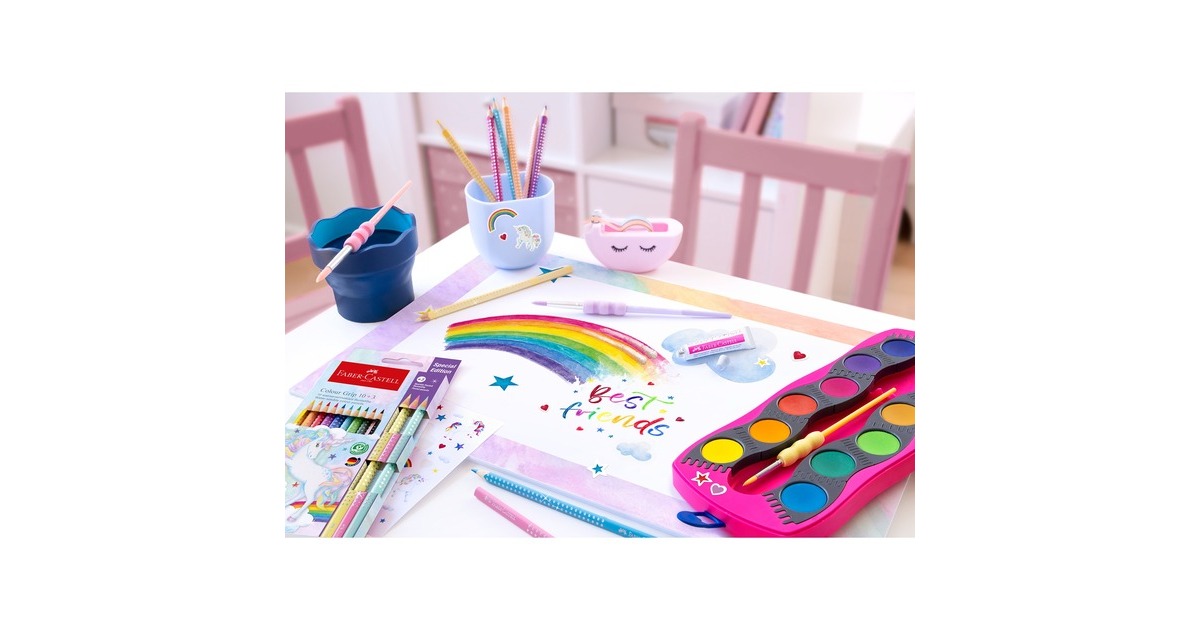 Faber-Castell Farbkasten Connector 12 Farben Einhorn(pink, Einhorn-Edition)