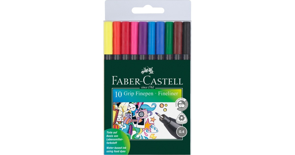 Faber-Castell Grip Fineliner, 0.4, 10er Kunststoffetui, Stift Faber-Castell Grip Fineliner, 0.4, 10er Kunststoffetui, Stift