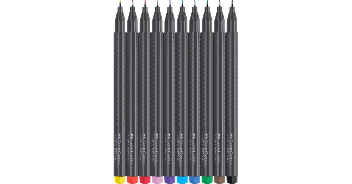 Faber-Castell Grip Fineliner, 0.4, 10er Kunststoffetui, Stift