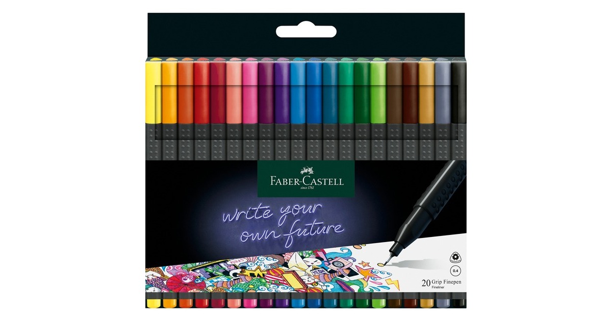 Faber-Castell Grip Fineliner, 0.4, 20er, Set(Kartonetui) Faber-Castell Grip Fineliner, 0.4, 20er, Set(Kartonetui)