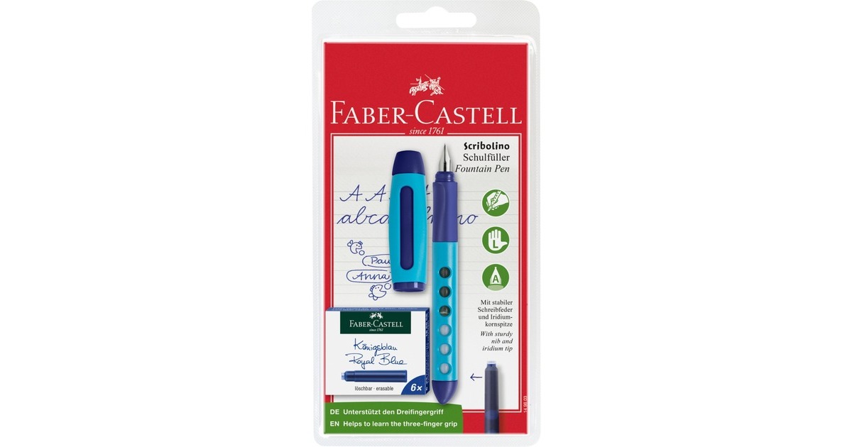 Faber-Castell Scribolino Schulfüller, Linkshänder, blau, Füllfederhalter(blau)