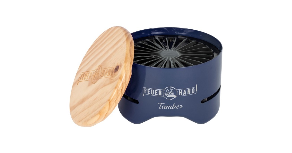 Feuerhand Tisch-Holzkohlegrill Tamber, Cobalt Blue(blau, Ø 20cm)