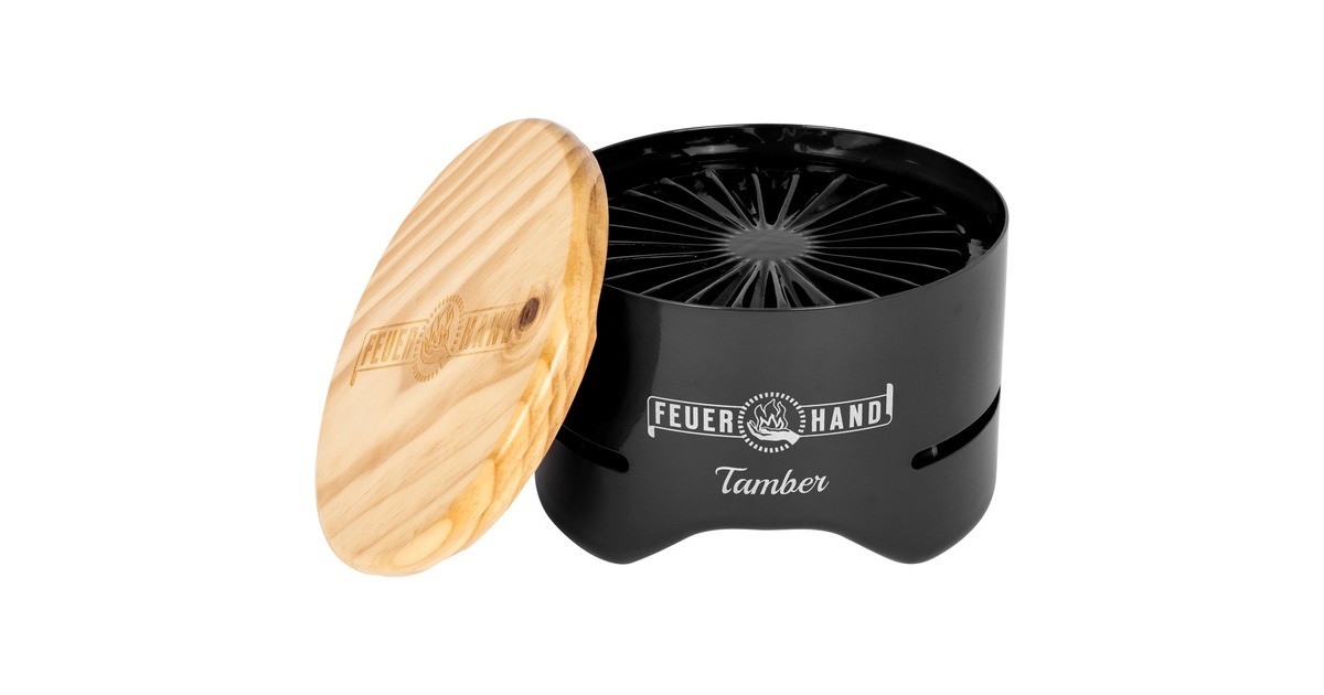 Feuerhand Tisch-Holzkohlegrill Tamber, Jet Black(schwarz, Ø 20cm)
