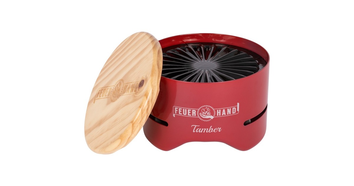 Feuerhand Tisch-Holzkohlegrill Tamber, Ruby Red(rot, Ø 20cm)