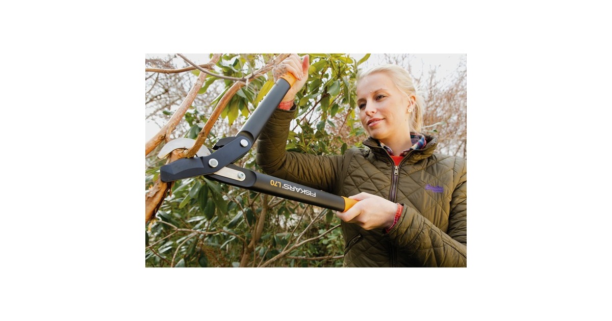 Fiskars PowerGear II Bypass Getriebe-Astschere L70(schwarz/orange)