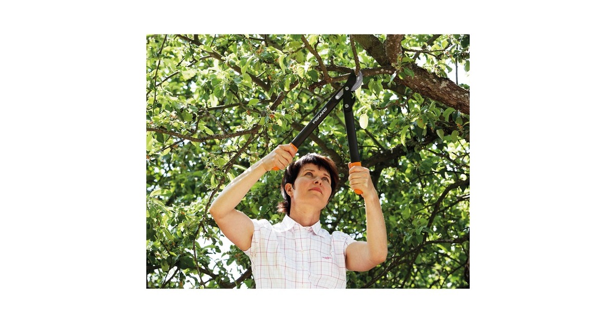 Fiskars PowerGear II Bypass Getriebe-Astschere L72(schwarz/orange)