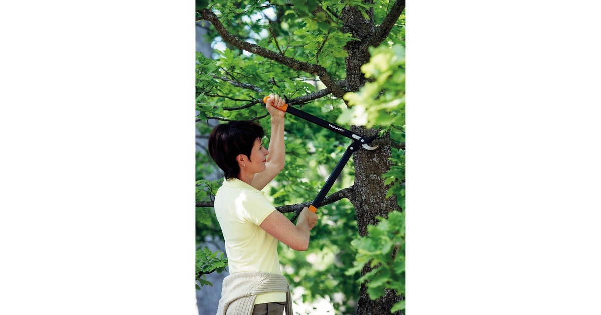 Fiskars PowerGear II Bypass Getriebe-Astschere L74(schwarz/orange)