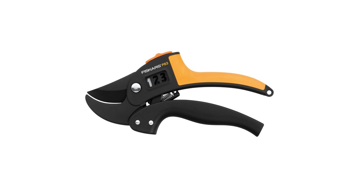 Fiskars PowerStep Gartenschere, Amboss P83(schwarz/orange)