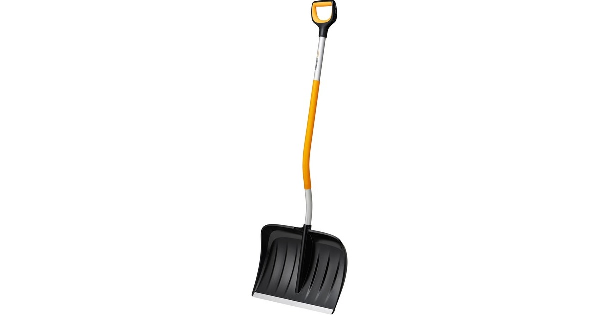 Fiskars X-series Ergonomischer Schneeräumer, gebogen, Schneeschieber(schwarz/gelb, 53cm)