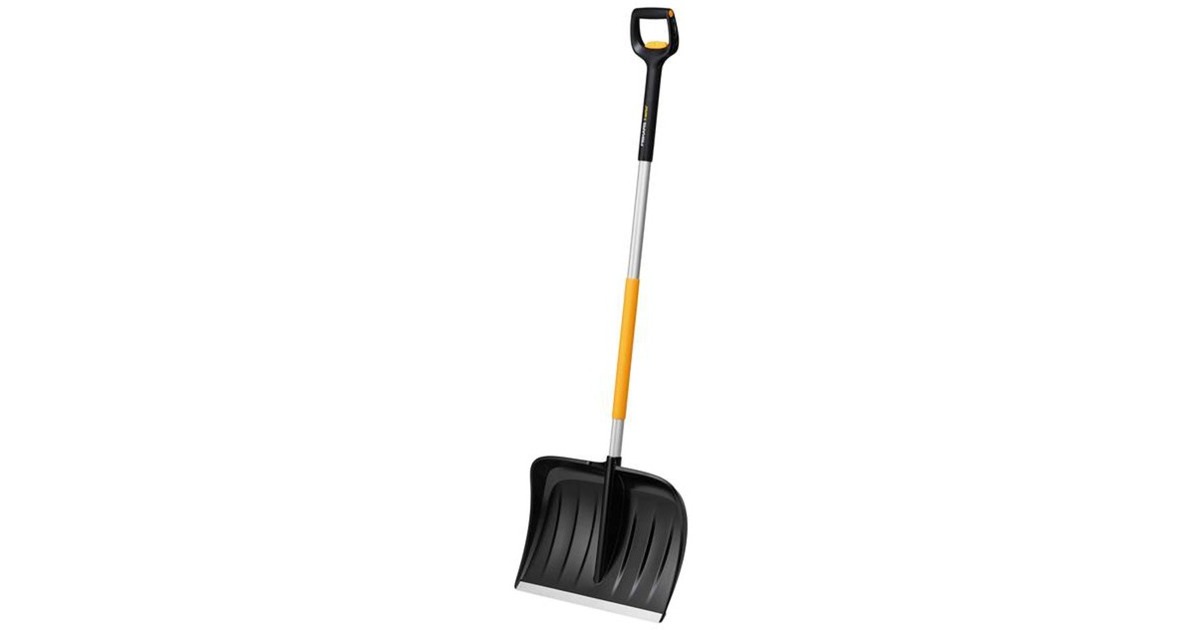 Fiskars X-series Teleskop-Schneeräumer, Schneeschieber(schwarz/gelb, 53cm)