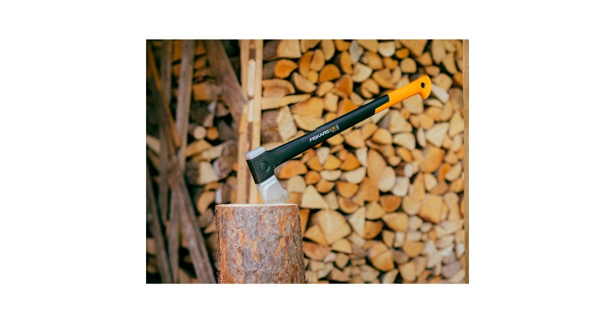 Fiskars X-series X28 Spaltaxt mit M-Klinge, Axt/Beil(schwarz/orange, langer Schaft)