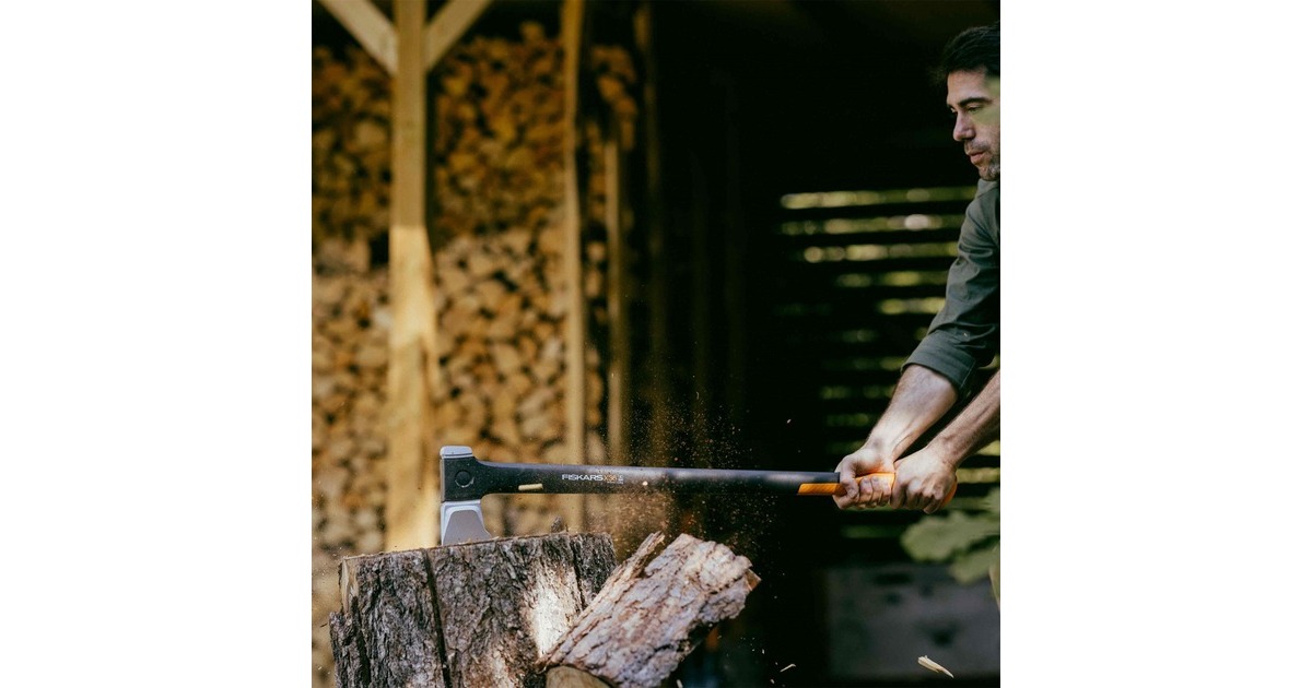 Fiskars X-series X36 Spaltaxt mit L-Klinge, Axt/Beil(schwarz/orange, langer Schaft)
