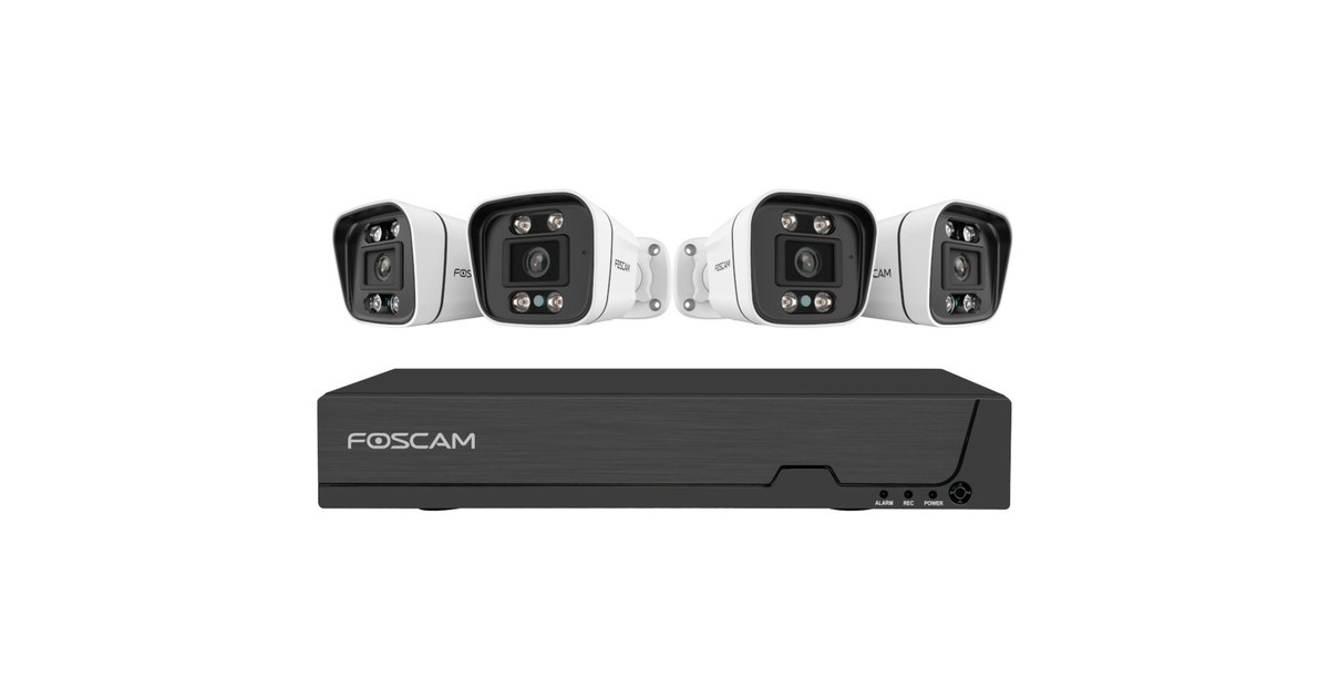 Foscam FN9108E B4 2T, Set(schwarz, 8 Kanal Netzwerk-Videorekorder FN9108E, 4x V5EP Überwachungskamera) Foscam FN9108E B4 2T, Set(schwarz, 8 Kanal Netzwerk-Videorekorder FN9108E, 4x V5EP Überwachungskamera)