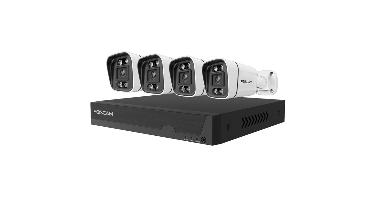 Foscam FNA 108 E B4 2T, Set(schwarz/weiß, FNA108E 8-Kanal NVR, 4x V8EP Kamera)
