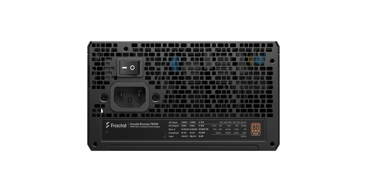 Fractal Design Anode Bronze 750W, PC-Netzteil(schwarz, 4x PCIe, semi-modulares Kabel-Management, 750 Watt)