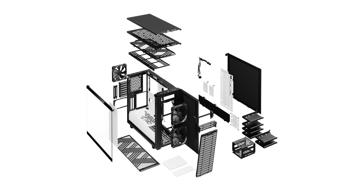 Fractal Design Define 7 Black/White TG Clear Tint, Tower-Gehäuse(schwarz/weiß, Tempered Glass)