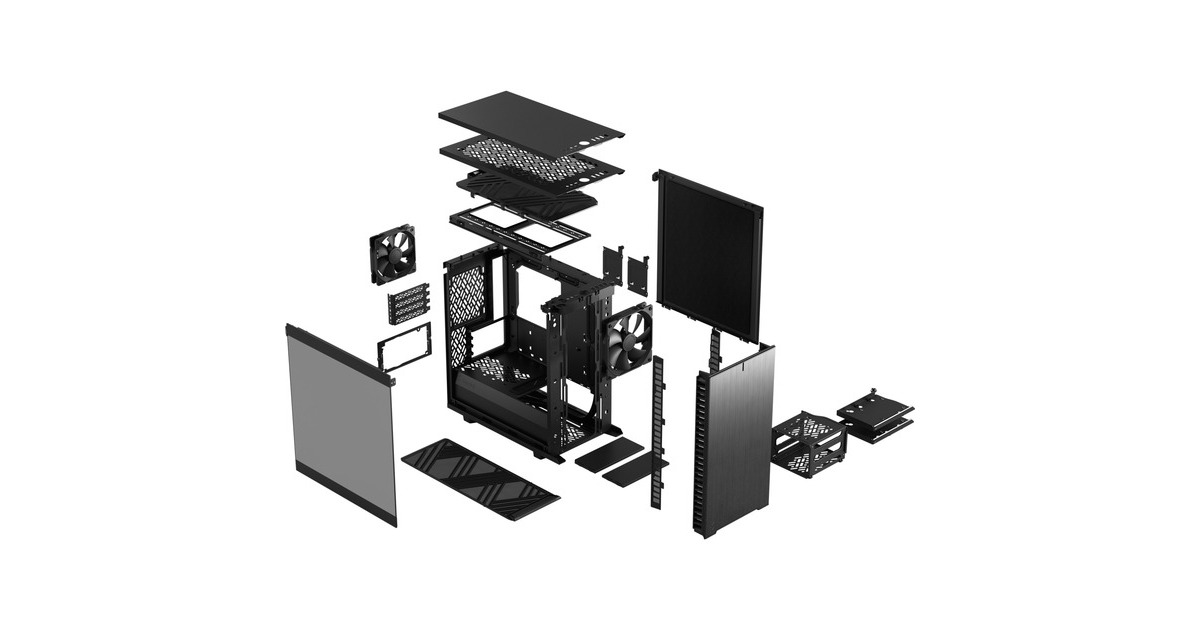 Fractal Design Define 7 Mini Black TG Light Tint, Tower-Gehäuse(schwarz, Tempered Glass)