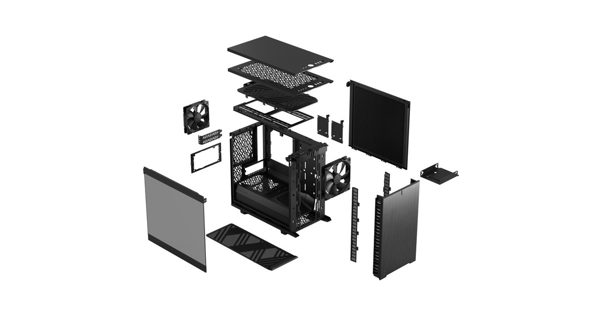 Fractal Design Define 7 Nano Black TG Light Tint, Tower-Gehäuse(schwarz, Tempered Glass)