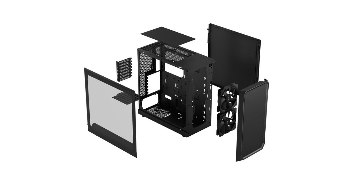 Fractal Design Focus 2 Black TG Clear Tint, Tower-Gehäuse(schwarz, Tempered Glass)
