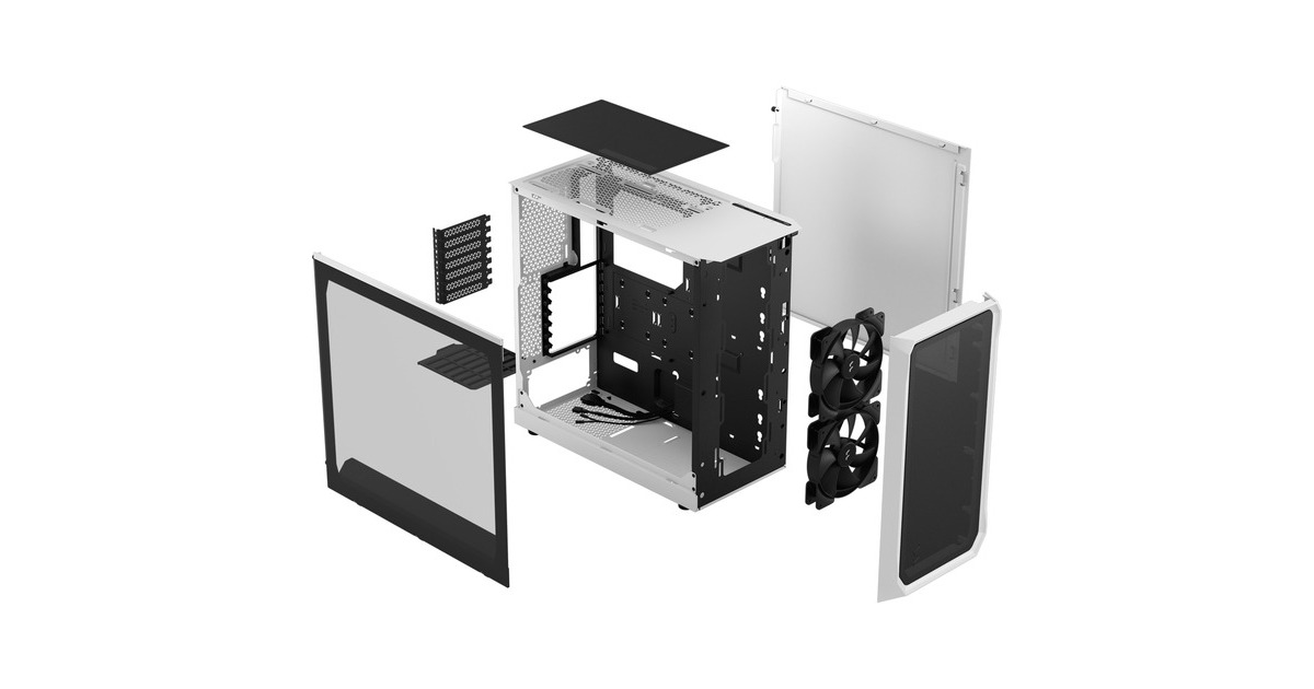Fractal Design Focus 2 White TG Clear Tint, Tower-Gehäuse(weiß, Tempered Glass)