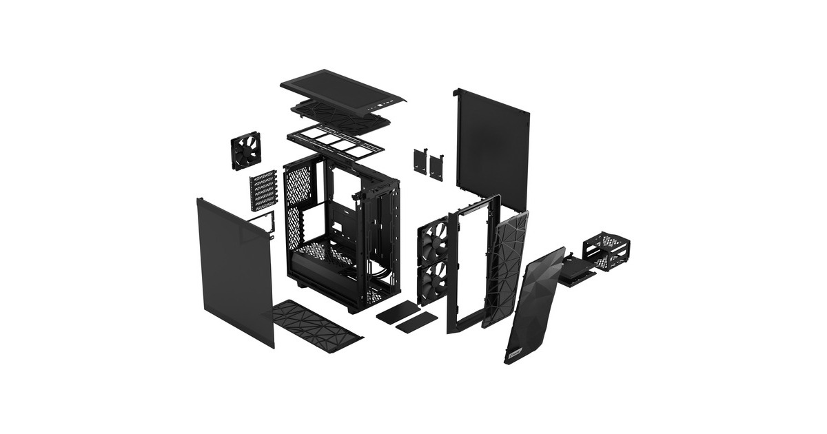 Fractal Design Meshify 2 Compact Black TG Dark Tint, Tower-Gehäuse(schwarz, Tempered Glass)