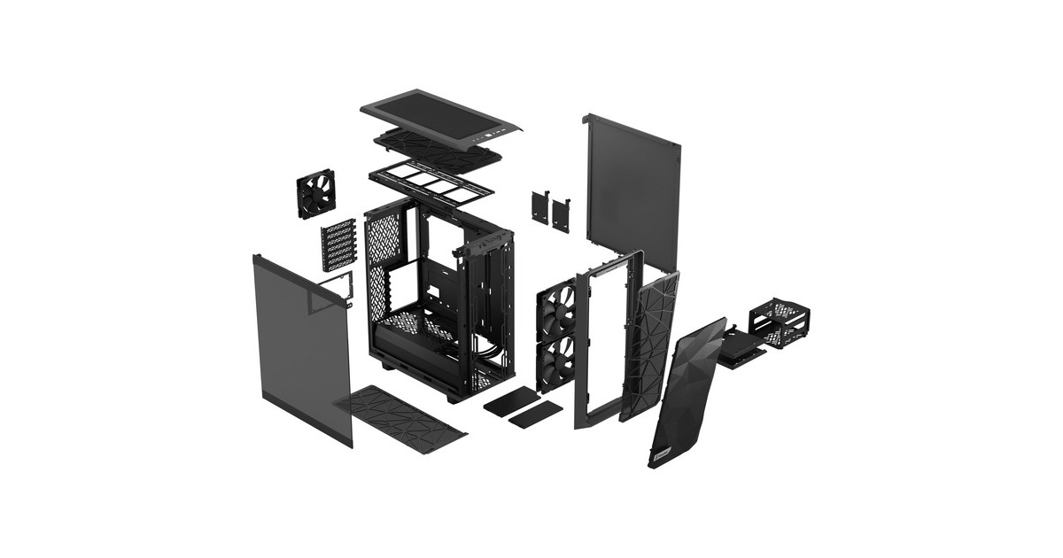 Fractal Design Meshify 2 Compact Gray TG Light Tint, Tower-Gehäuse(grau/schwarz, Tempered Glass, Outlet)