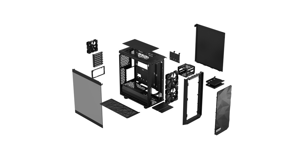 Fractal Design Meshify 2 Compact Lite Black TG Light tint, Tower-Gehäuse(schwarz, Tempered Glass)