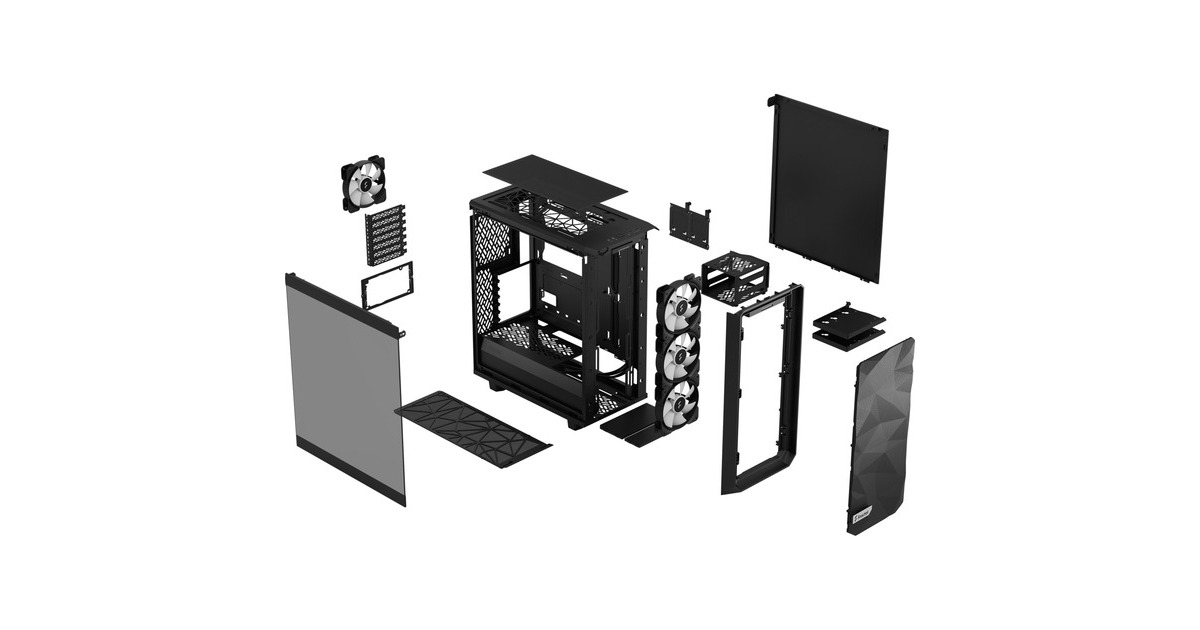 Fractal Design Meshify 2 Compact Lite RGB Black TG Light tint, Tower-Gehäuse(schwarz, Tempered Glass)