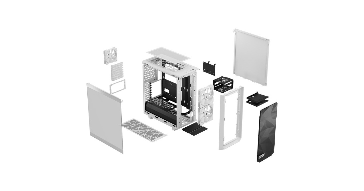 Fractal Design Meshify 2 Compact Lite White TG Clear, Tower-Gehäuse(weiß, Tempered Glass)
