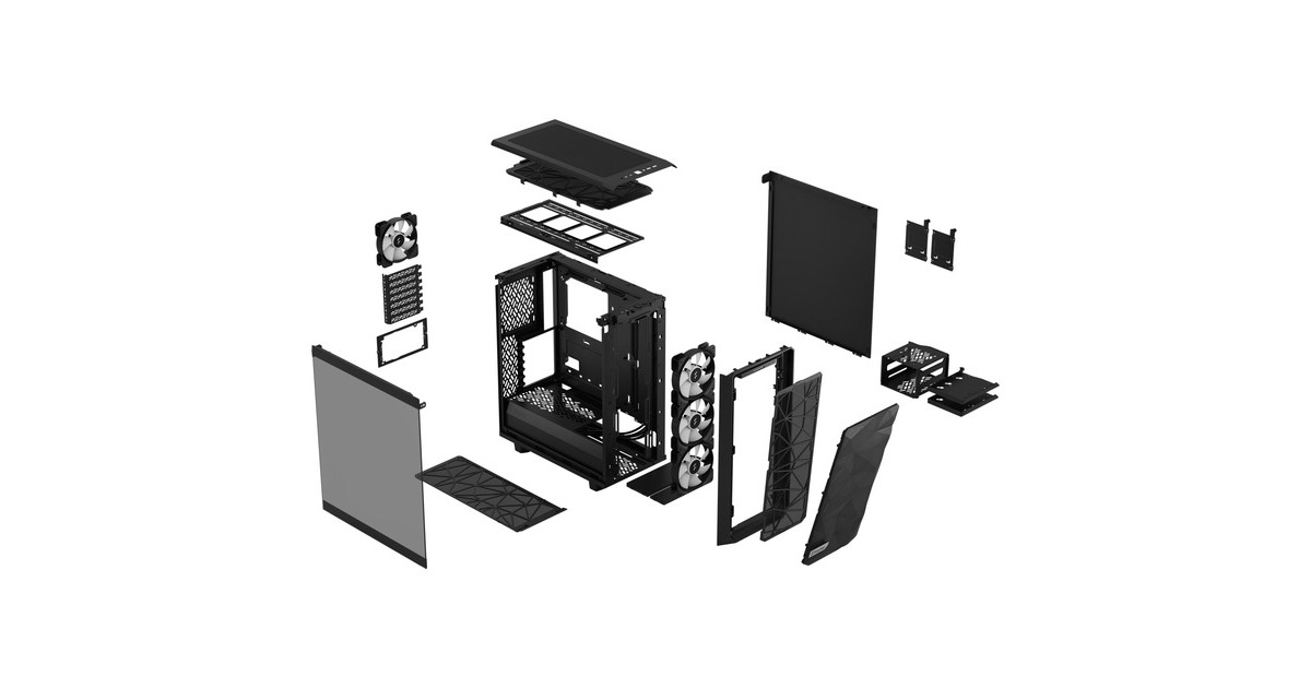 Fractal Design Meshify 2 Compact RGB Black TG Light Tint, Tower-Gehäuse(schwarz, Tempered Glass)