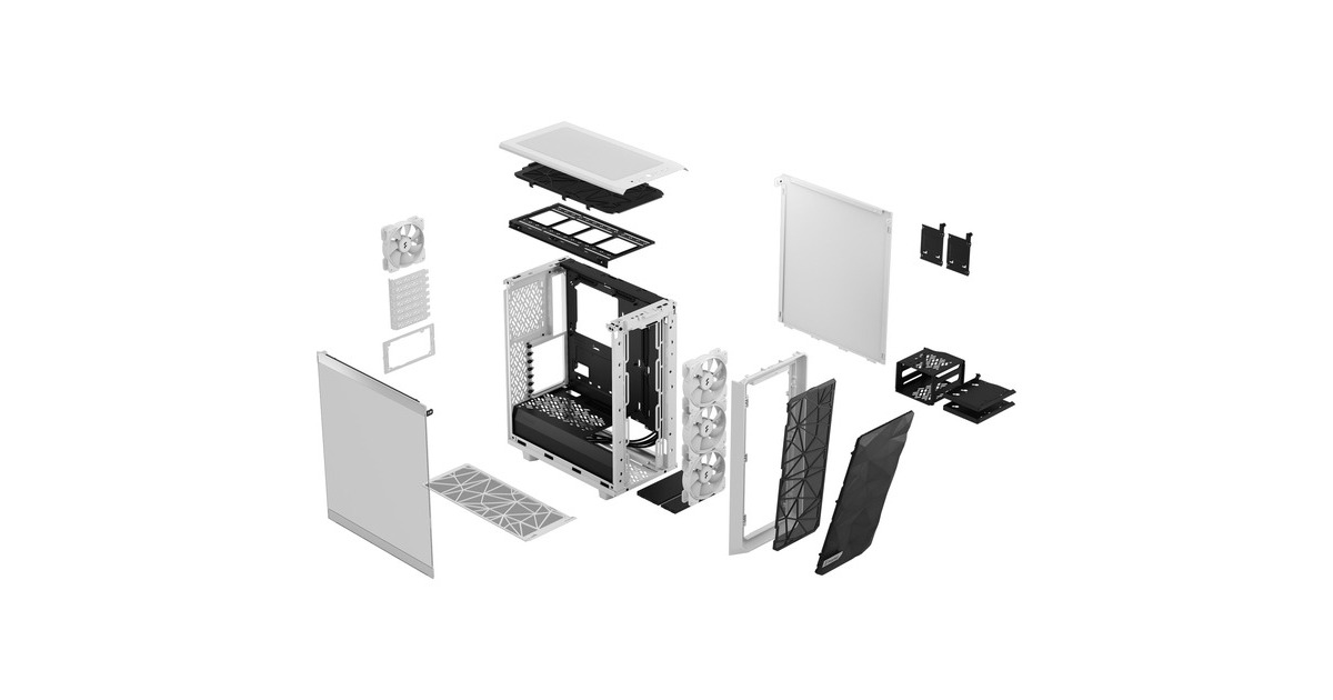 Fractal Design Meshify 2 Compact RGB White TG Clear Tint, Tower-Gehäuse(weiß, Tempered Glass)