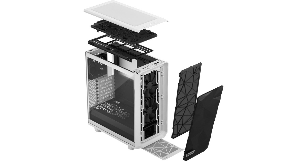 Fractal Design Meshify 2 Compact White TG Clear Tint, Tower-Gehäuse(weiß/schwarz, Tempered Glass)