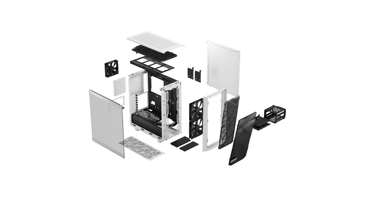 Fractal Design Meshify 2 Compact White TG Clear Tint, Tower-Gehäuse(weiß/schwarz, Tempered Glass)