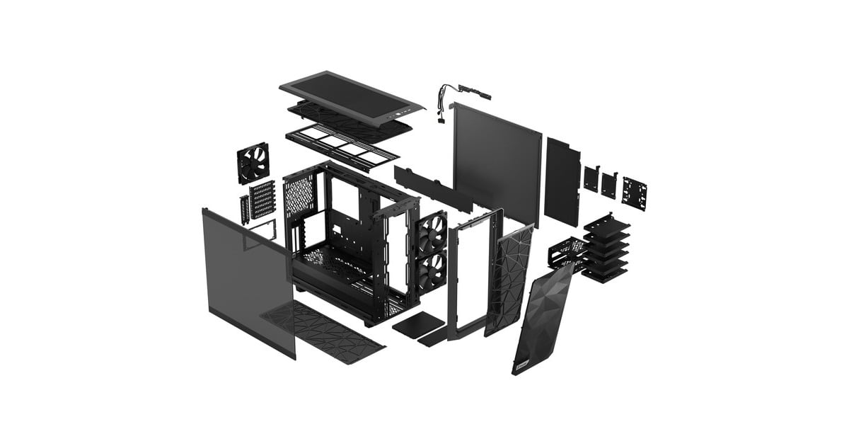 Fractal Design Meshify 2 Grey TG Light Tint, Tower-Gehäuse(grau, Tempered Glass)