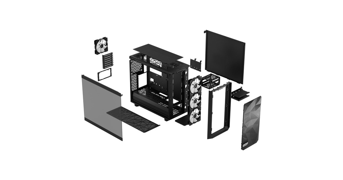 Fractal Design Meshify 2 Lite RGB Black TG Light Tint, Tower-Gehäuse(schwarz, Outlet)