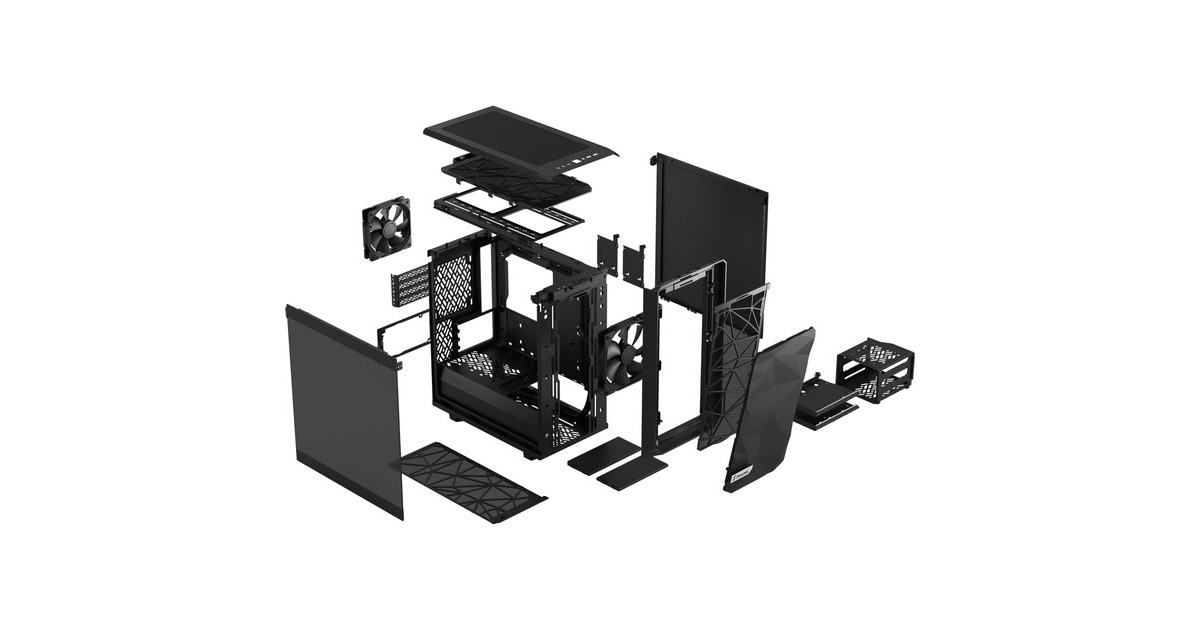 Fractal Design Meshify 2 Mini Black TG Dark Tint, Tower-Gehäuse(schwarz, Tempered Glass)