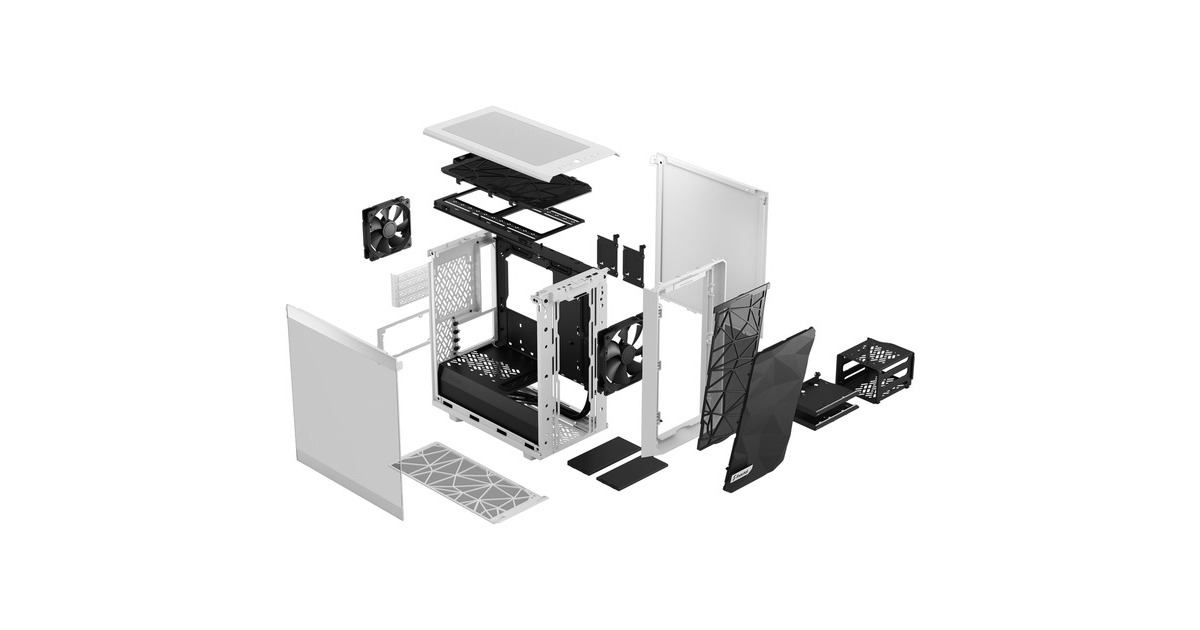 Fractal Design Meshify 2 Mini White TG Clear Tint, Tower-Gehäuse(weiß, Tempered Glass)
